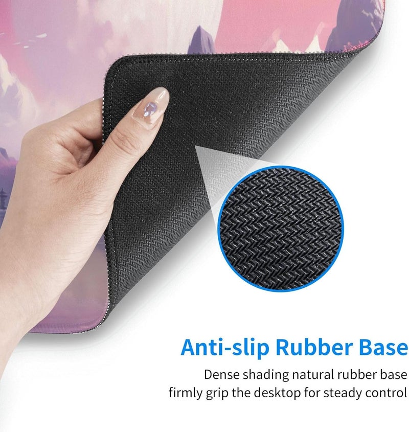 Brecoy Watercolor Japanese Large Gaming Mouse Pad,Japanese Mouse Pad 31.5 x 11.8 in Mat Desk Pad,Large Desk Mat,Extended Keyboard Mousepad with Non-Slip Base and Stitched Edge for Desk Home Office - Image 4